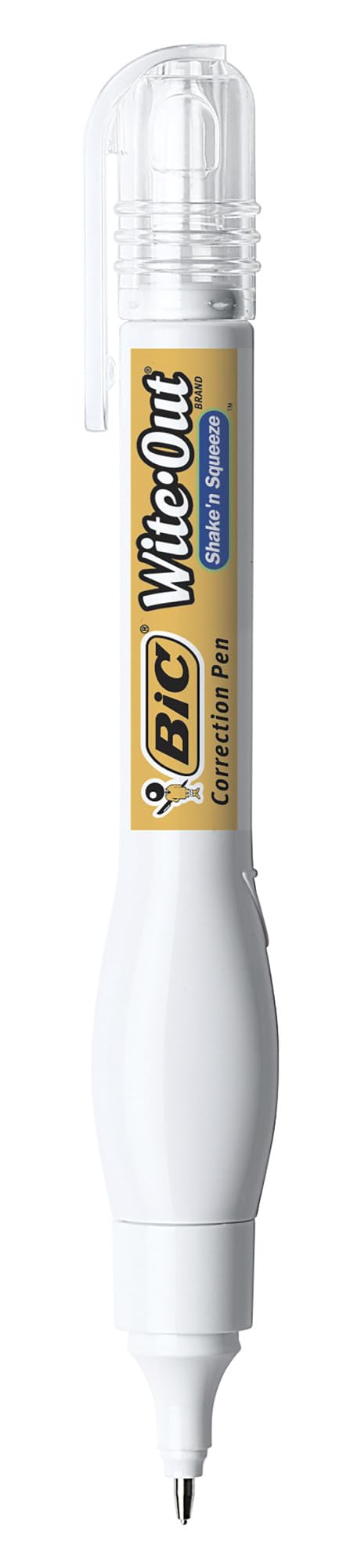BIC Wite-Out Brand Shake 'n Squeeze Correction Pen, 8 ML Correction Fluid, 4-Count Pack of white Correction Pens, Fast, Clean and Easy to Use Pen Office or School Supplies