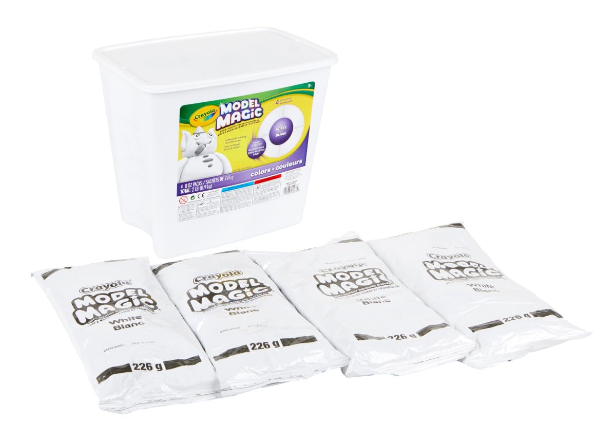 Crayola Model Magic White, Modeling Clay Alternative, Reusable Sculpting Material, Air Dry, Kids Arts & Crafts Supplies, 2lb Bucket, Classroom Must Have