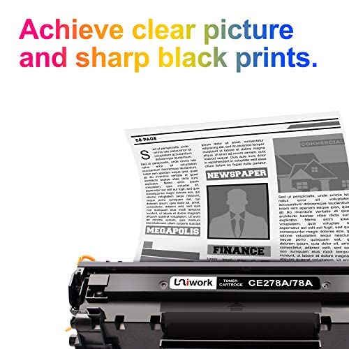 Uniwork 78A Black Toner Cartridges (2-Pack)-Compatible Toner Replacement for HP 78A CE278A Toner Cartridges Works with HP Laserjet Pro P1566, P1606 Series, HP Laserjet Pro MFP M1536 Series | CE278A