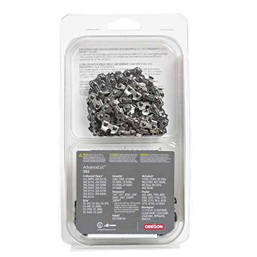 Oregon S62T AdvanceCut Chainsaw Chains 2-Pack, for 18-Inch Bar, 62 Drive Links, 2x Replacement Chainsaw Blades, .050 Inch Gauge, 3/8 Inch Pitch, Fits Craftsman, Atlas, Homelite, Ryobi, Ego & More