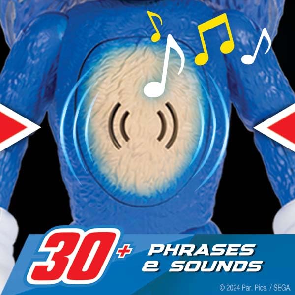 Sonic The Hedgehog 3 Ultimate Talking Sonic 12-Inch Figure, Features 30+ Iconic and Humorous Phrases and Sounds from The Movies, Light-Up Eyes and Quills