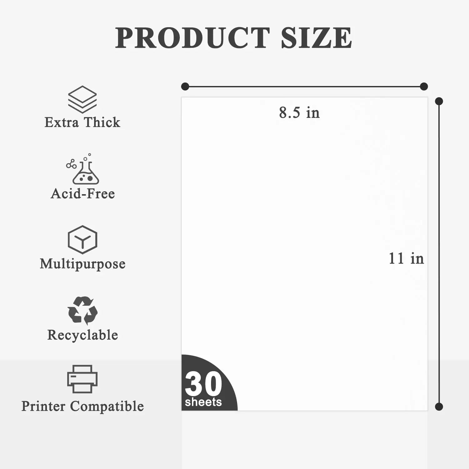 White Cardstock 8.5 x 11"Inch, 80lb Cardstock Paper, 30 Sheets Card Stock Paper 8.5 x 11 White, Heavy Thick Cardstocks Printer Papers for Invitations, Menus, Weddings, DIY Cards, Scrapbooking.