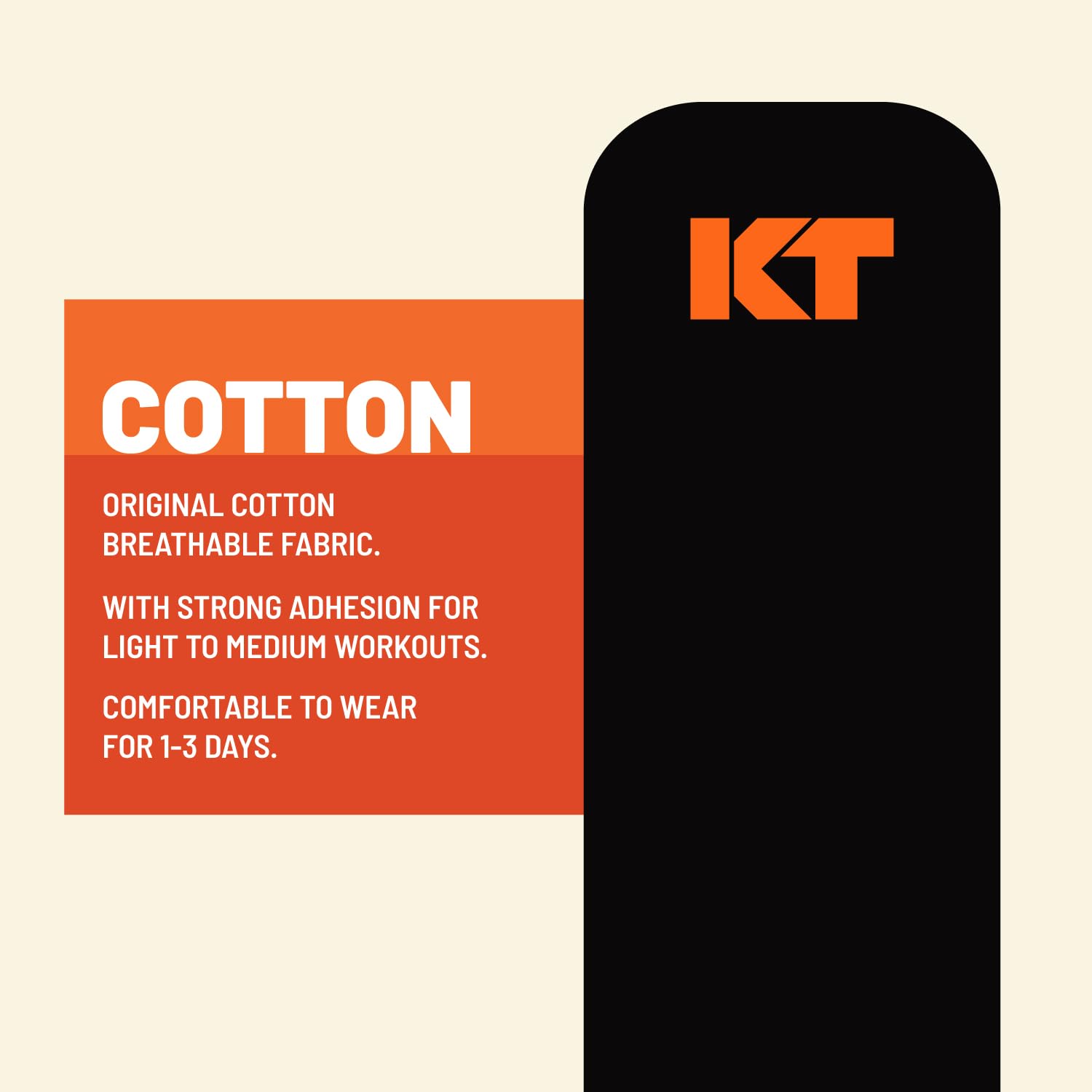 KT Tape, Original Cotton, Elastic Kinesiology Athletic Tape, 20 Count, 10” Precut Strips, Black