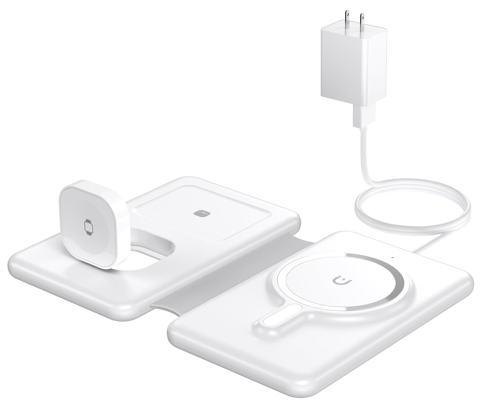Magnetic Wireless Charger for iPhone: 3 in 1 Travel Charging Station for Apple Devices for iPhone 16 15 14 13 12 Pro Max Plus - Foldable Charging Pad for Apple Watch Series & Airpods 4 3 2 Pro