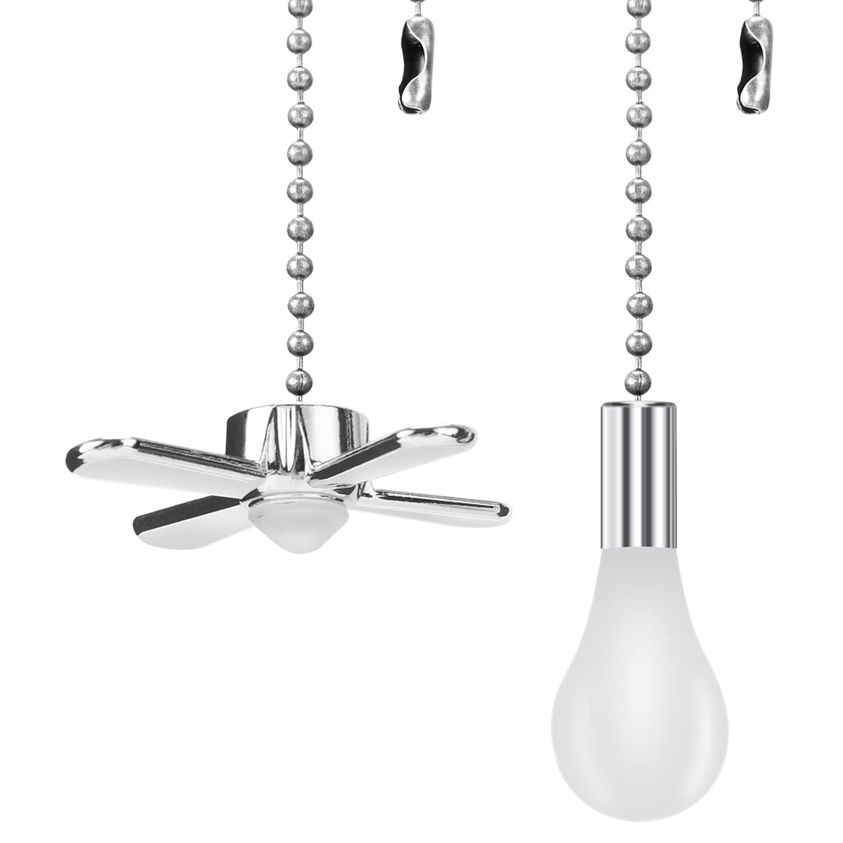 SmoTecQ Ceiling Fan Pull Chain, 24-inch Extra Long Extension Cord - Silver