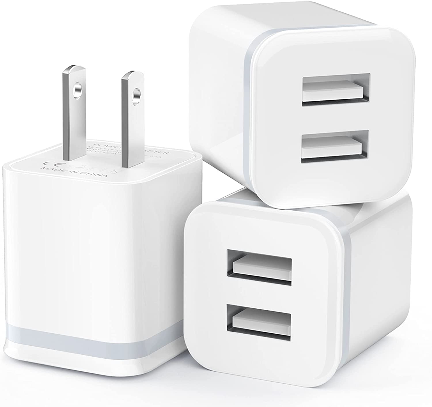 USB Wall Charger, LUOATIP 3-Pack 2.1A 5V Dual Port Cube Power Adapter Plug Block Charging Box Brick for iPhone 13 12 11 Pro Max SE XS XR X 8 7 6 6S Plus, Galaxy, LG, Moto, Android Phones