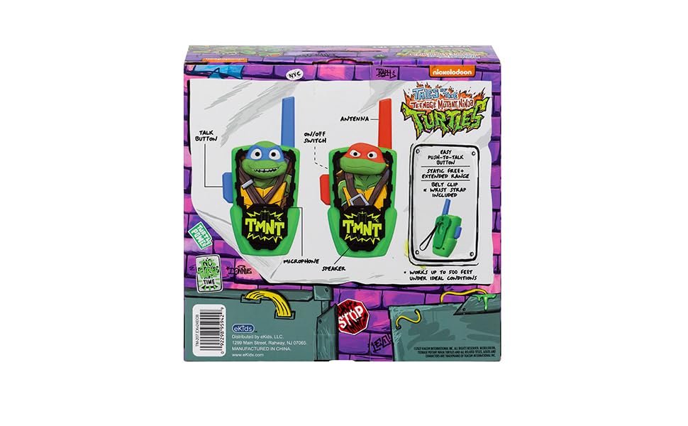 eKids Teenage Mutant Ninja Turtles Toy Walkie Talkies for Kids, Static Free Indoor and Outdoor Toys for Boys, Designed for Fans of Ninja Turtles Toys