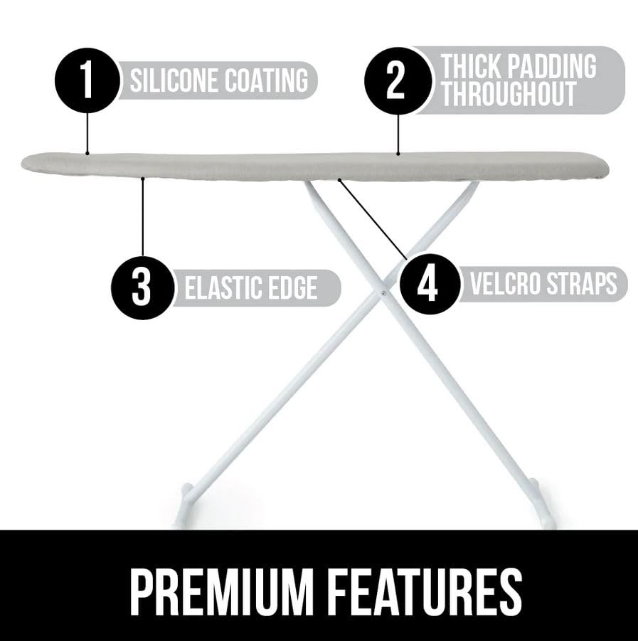 The Original GORILLA GRIP Ironing Board Cover and Pad, Silicone Coating, Thick Scorch Resistant Padding, Heavy Duty Iron Covers Standard Boards, Hook and Loop Fastener Strap, Silver, 15x54