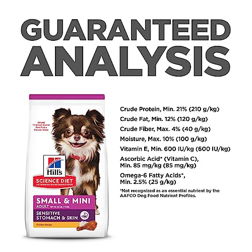 Hill's Science Diet Sensitive Stomach & Skin, Adult 1-6, Small & Mini Breeds Stomach & Skin Sensitivity Support, Dry Dog Food, Chicken Recipe, 4 lb Bag