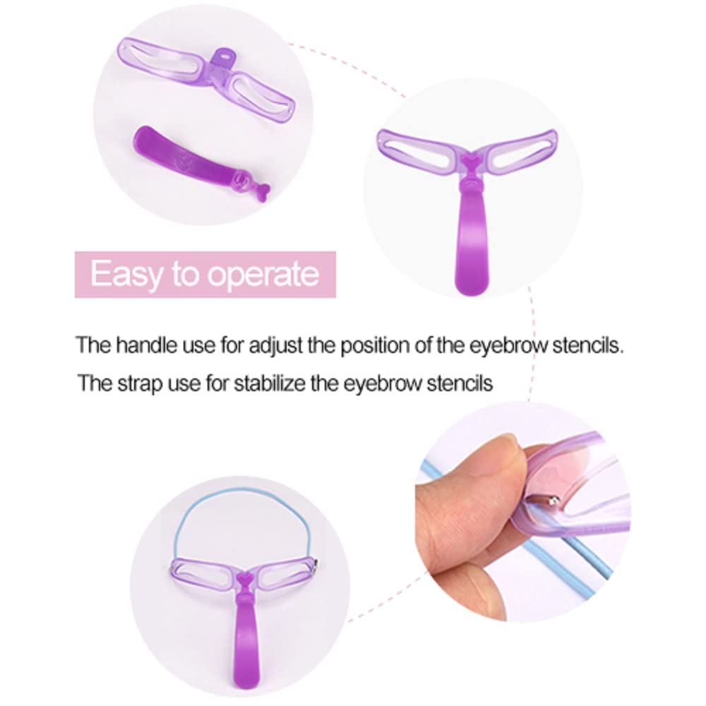 Amariver Eyebrow Stencils, Eyebrow Template, Eyebrow Shaping Kit,8 Styles Reusable Eyebrow Stencil with Handle and Strap, Washable