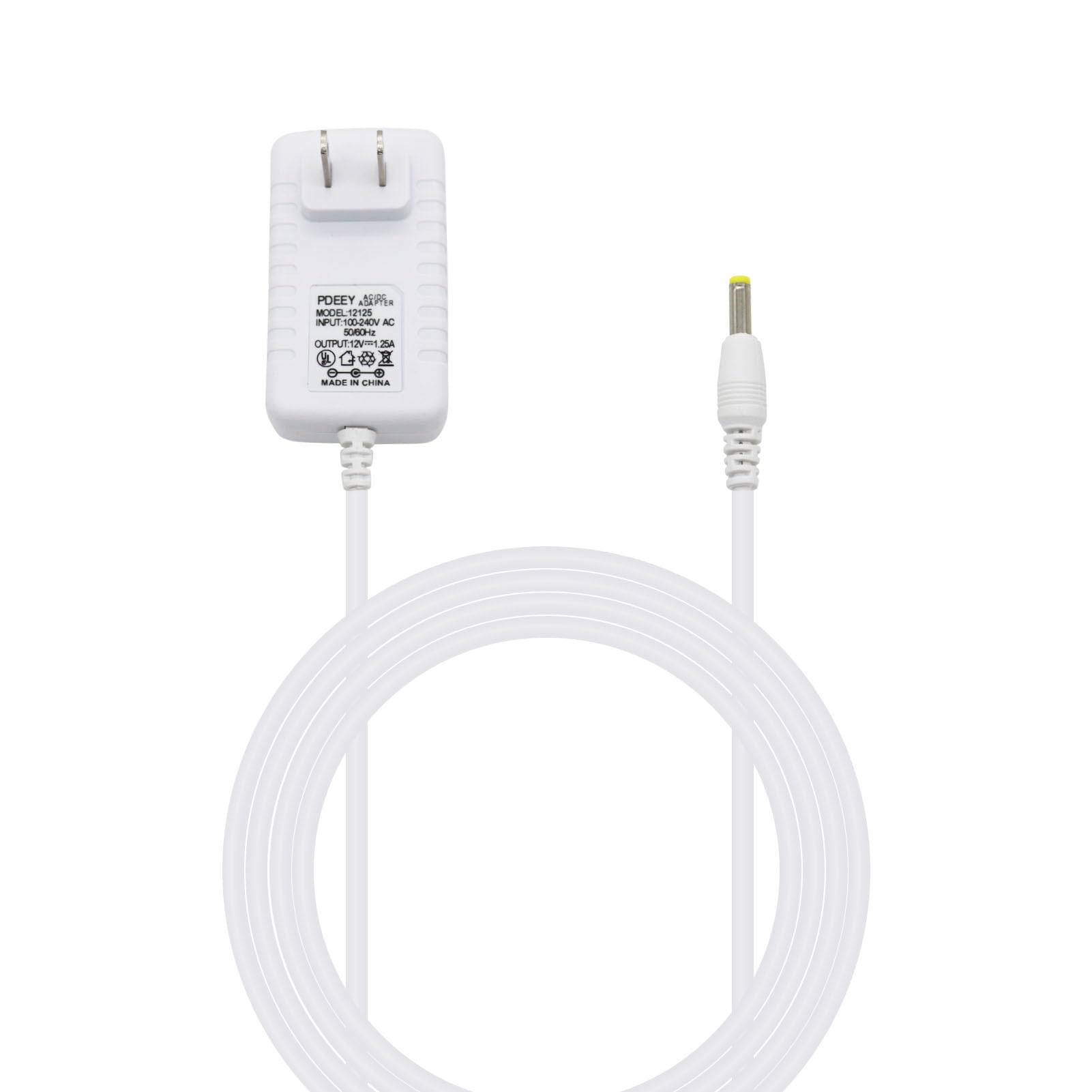 White Power Cord Replacement for Alexa Dot 3rd Gen, Dot 4th Gen, Dot 5th Gen 2022, Echo Pop 15W Power Adapter Charger