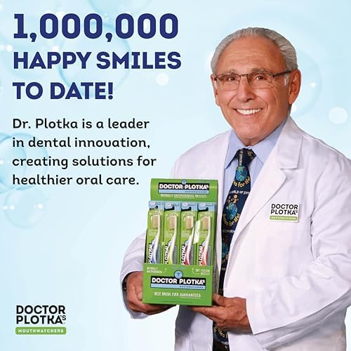 MOUTHWATCHERS Soft Flossing Manual Toothbrush for Adults, 2 Pack, Ultra Clean, Good for Sensitive Teeth and Gums, by Dr. Plotka's, Colors May Vary