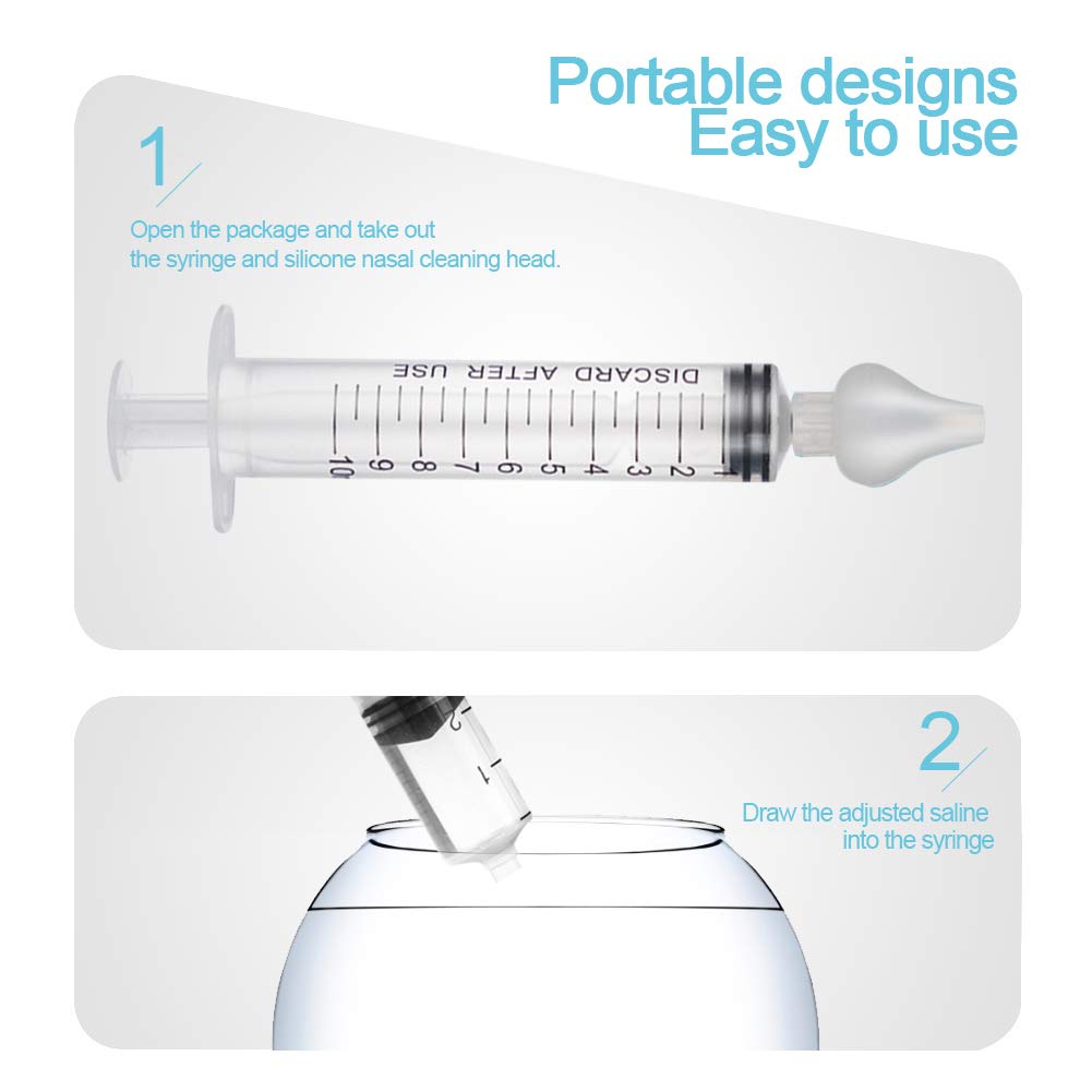 Syringe Nasal Irrigator, Professional Baby Nasal Irrigator Portable Infant Nose Cleaner Rinsing Device Fast All Natural Relief-Nasal Irrigation/Nasal Spray/Nasal Hygiene (2 pièces)