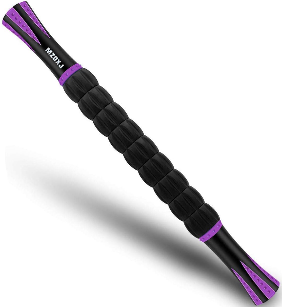 MZDXJ Muskelroller Massageroller-Stick für Sportler, hilft bei der Reduzierung von Muskelkater, Krämpfen, Verspannungen an Beinen, Armen, Rücken, Waden (Violett-Schwarz – 18 Zoll)