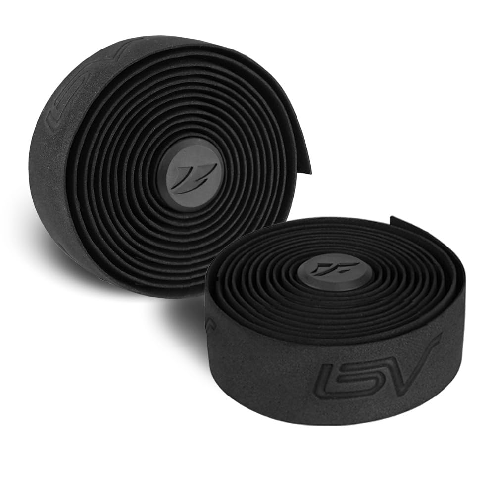BV Handlebar Tape for Road Bike - Comfortable & Durable EVA Foam - Easy to Install - 2 Rolls & Accessories Included - Black/White