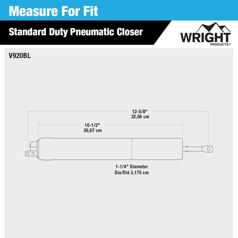 Wright Products - Standard Duty Pneumatic Screen and Storm Door Closer, Black