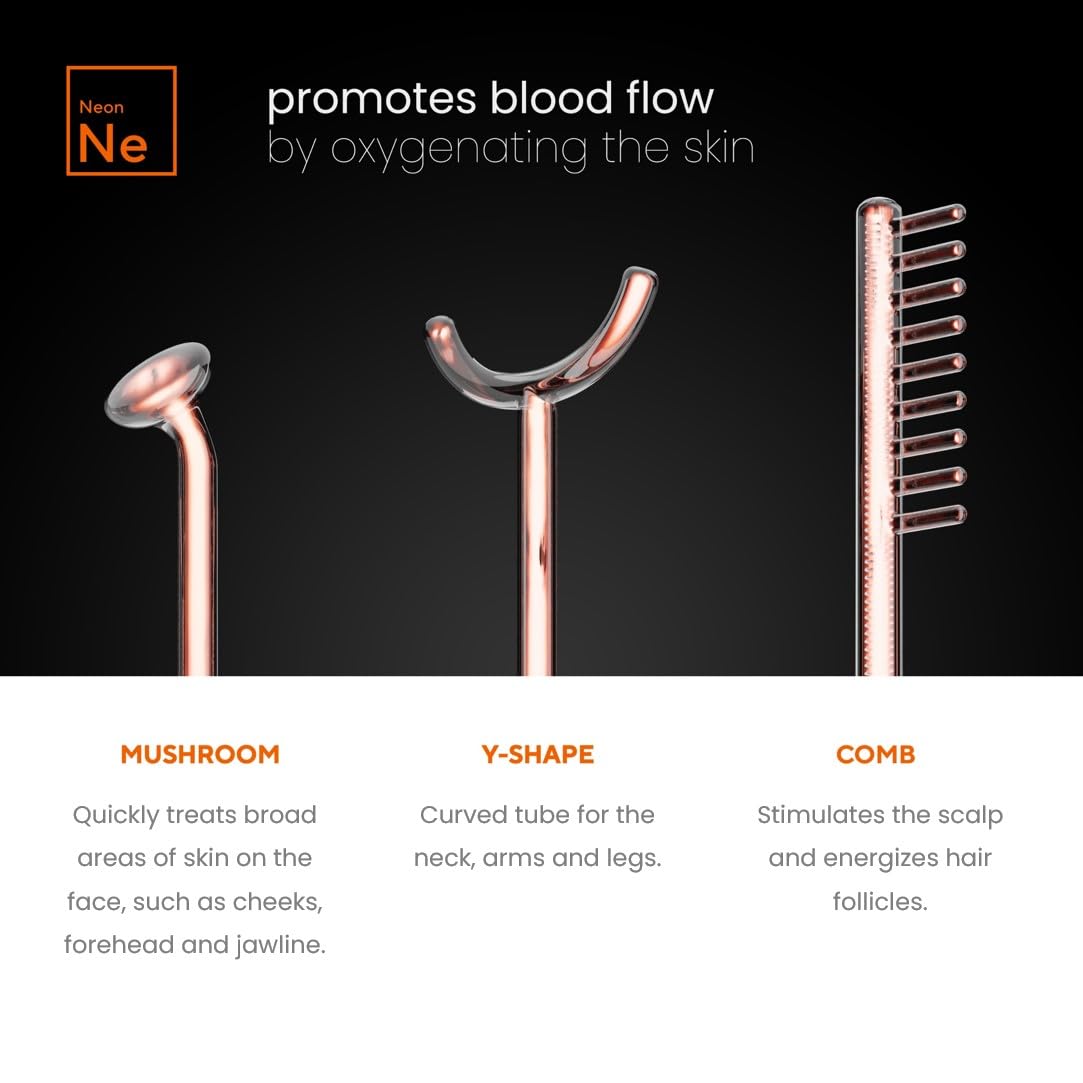 NuDerma Professional Skin Therapy Wand - Portable Skin Therapy Machine with 6 Neon & Argon Wands – Boost Your Skin – Clear Firm & Tighten