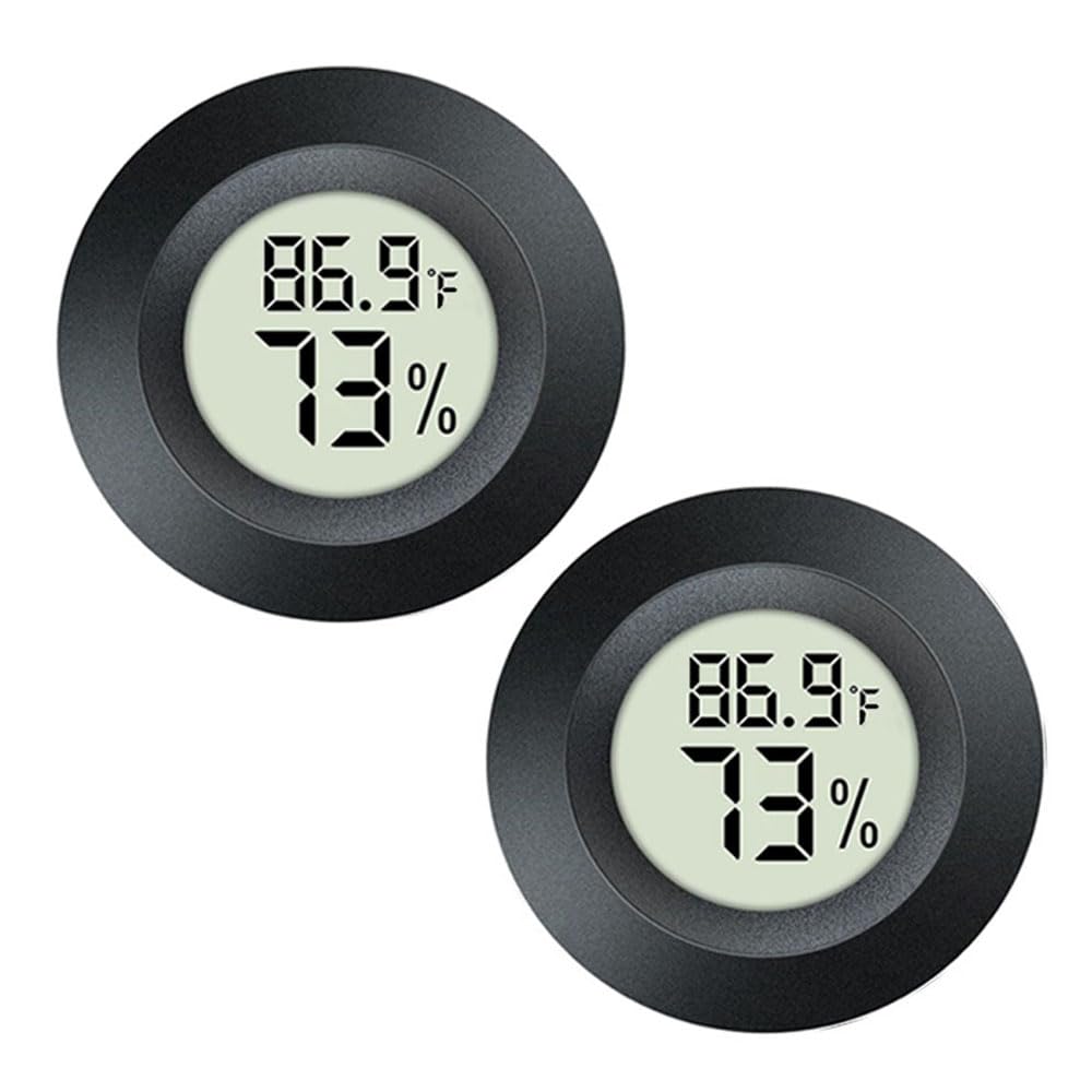 2 Pack Mini Digital Hygrometer Thermometer Gauge, Indoor Outdoor Temperature Humidity Meter for Greenhouse Humidors Incubators Reptile Terrarium Jars, Fahrenheit () or Celsius() (2)
