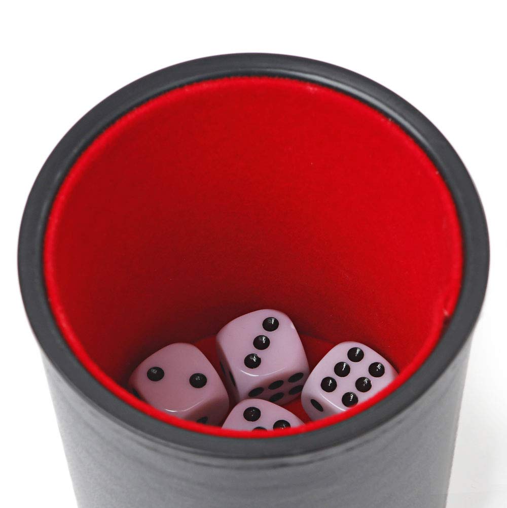 TUZAMA Felt Lined Professional Dice Cup - with 6 Dices Quiet for Yahtzee Game