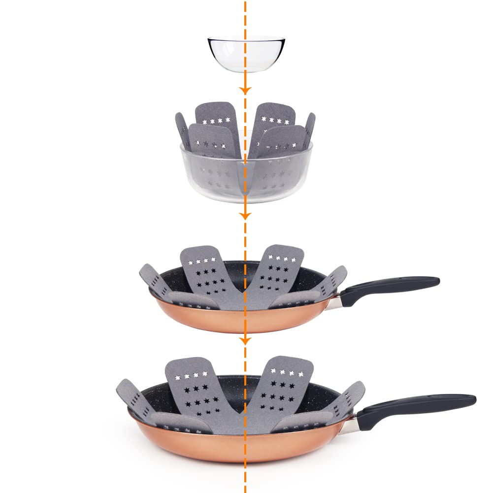 BYKITCHEN Pan and Pot Protectors, Larger & Thicker Pan Protectors with Stars, Set of 6 and 3 Different Sizes, Pot Protectors for Stacking and Protecting Your Cookware