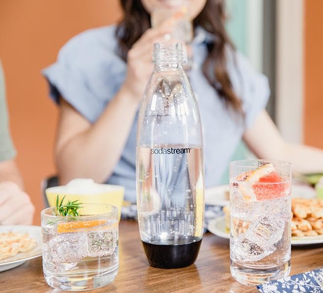 sodastream 1L Twin Pack Dishwasher Safe Slim Bottle (Black)