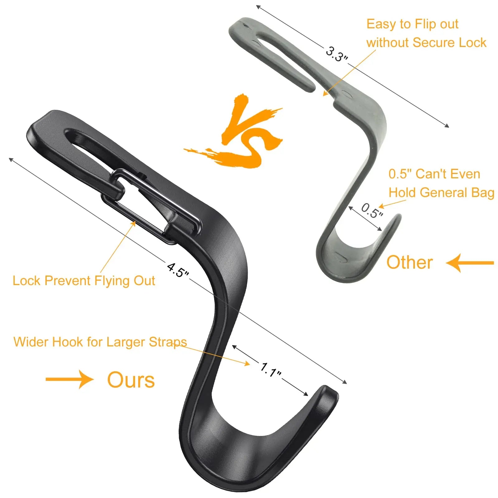 4 Pack Car Back Seat Headrest Hook Hanger for Purse Grocery Bag Handbag Hat