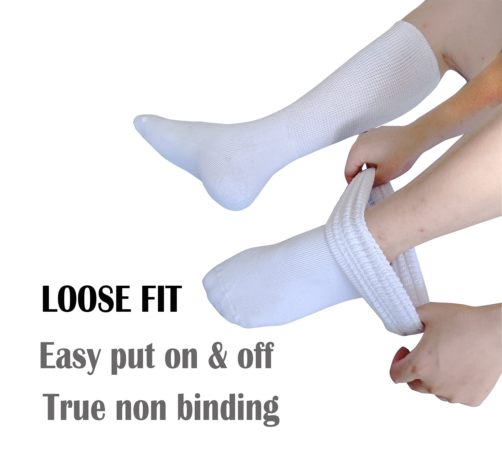 CIRZUEX Extra Wide Socks for Lymphedema Swollen Feet Leg, Bariatric Socks, Cast Boot Sock, Diabetic Non Binding Neuropathy Swelling Women Men 2 Pairs