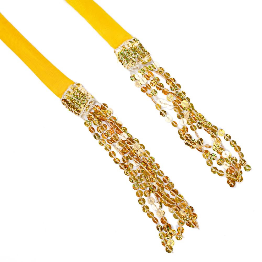 Women's Sequin Tassel Skirts Sparkly Rave Fringe Hip Scarf for Festival Costume(Gold)