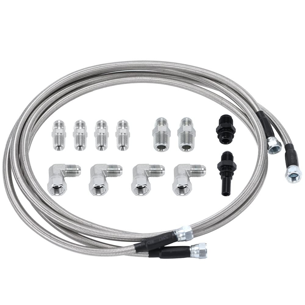 6AN 70" Transmission Fluid Oil Cooler Hose Line kit for GM Chevy Transmission 4L80E TH350 TH400 4L60E 700R4 200-4R TR6060 Ford AOD 4R100 4R70W and C5 Stainless Steel Braided PTFE Hose