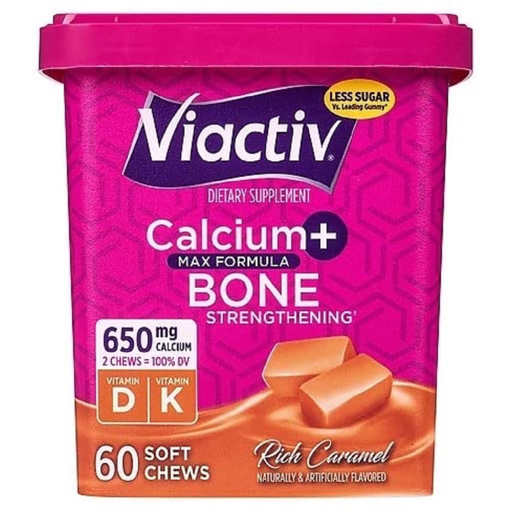 Viactiv Calcium +Vitamin D3 Ergänzung Kaubonbons, Karamell, 60 Kaubonbons - Kalzium Nahrungsergänzungsmittel für gesunde Knochen