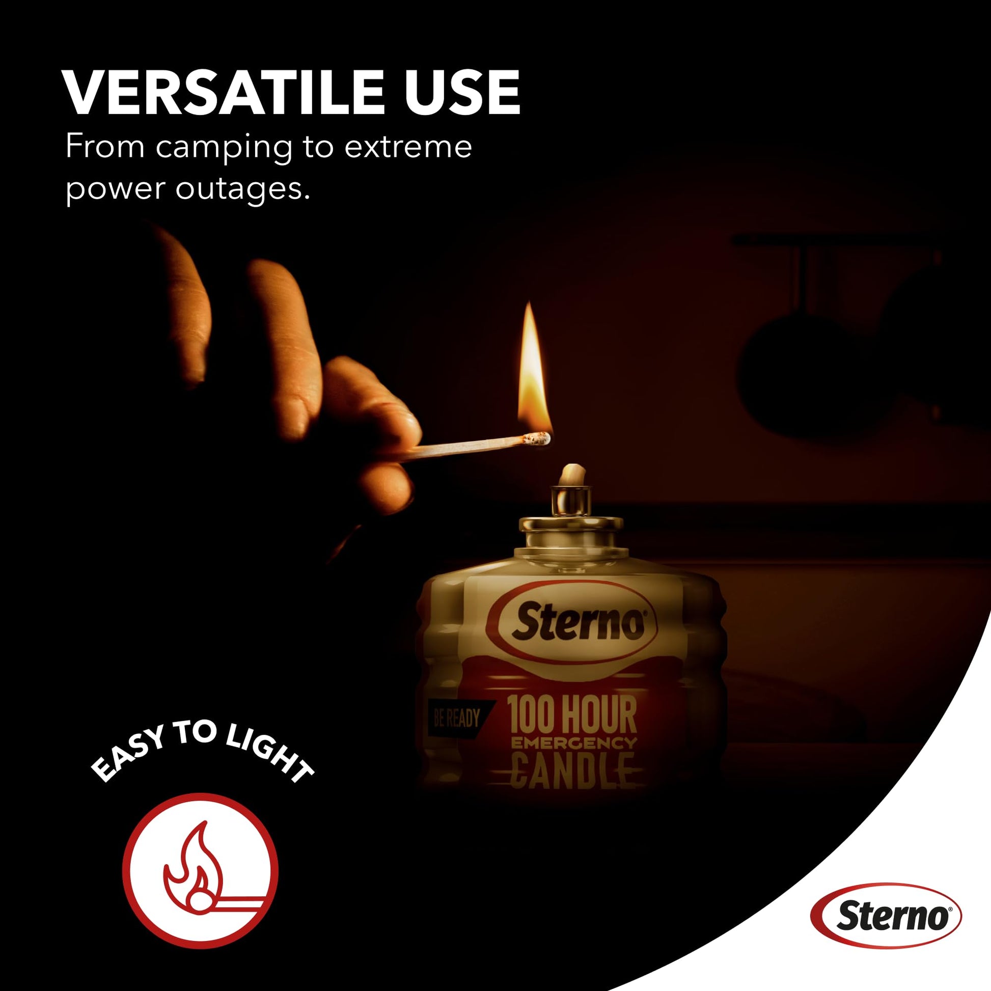 Sterno 100-Hour Emergency Candles - Long Burning Unscented Candles for Emergencies and Power Outages - Burns Up to 100 Hours - Set of 6 - Clean Burning Liquid Paraffin