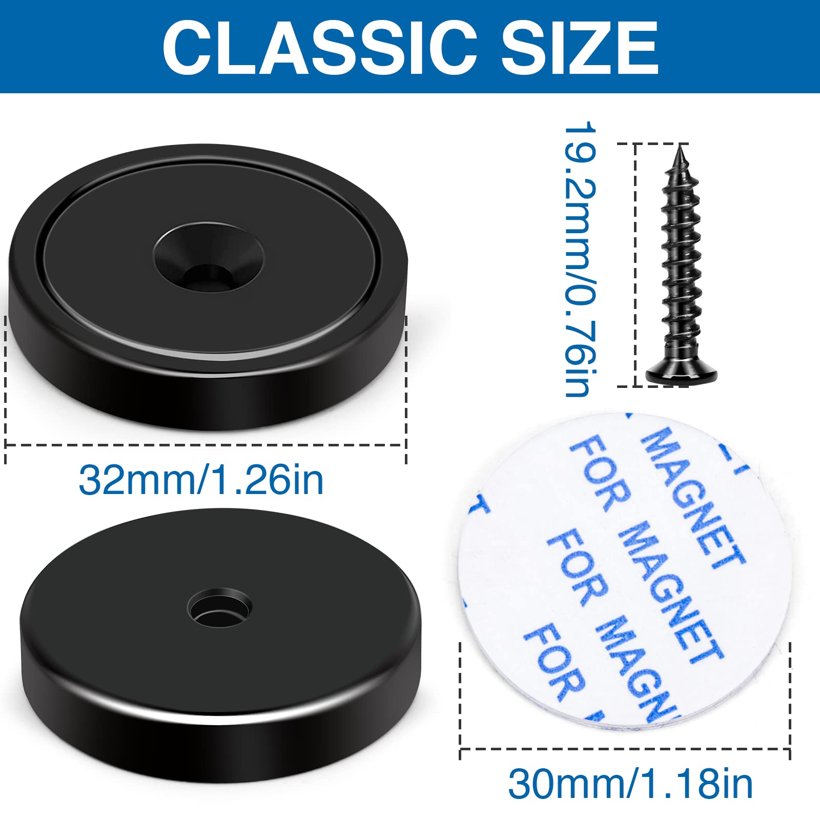 LOVIMAG Magnets with Holes, 110 lb+ Waterproof Strong Neodymium Cup Disc Magnets with Screws for Wall Mounting, Lifting Tools - Pack of 6