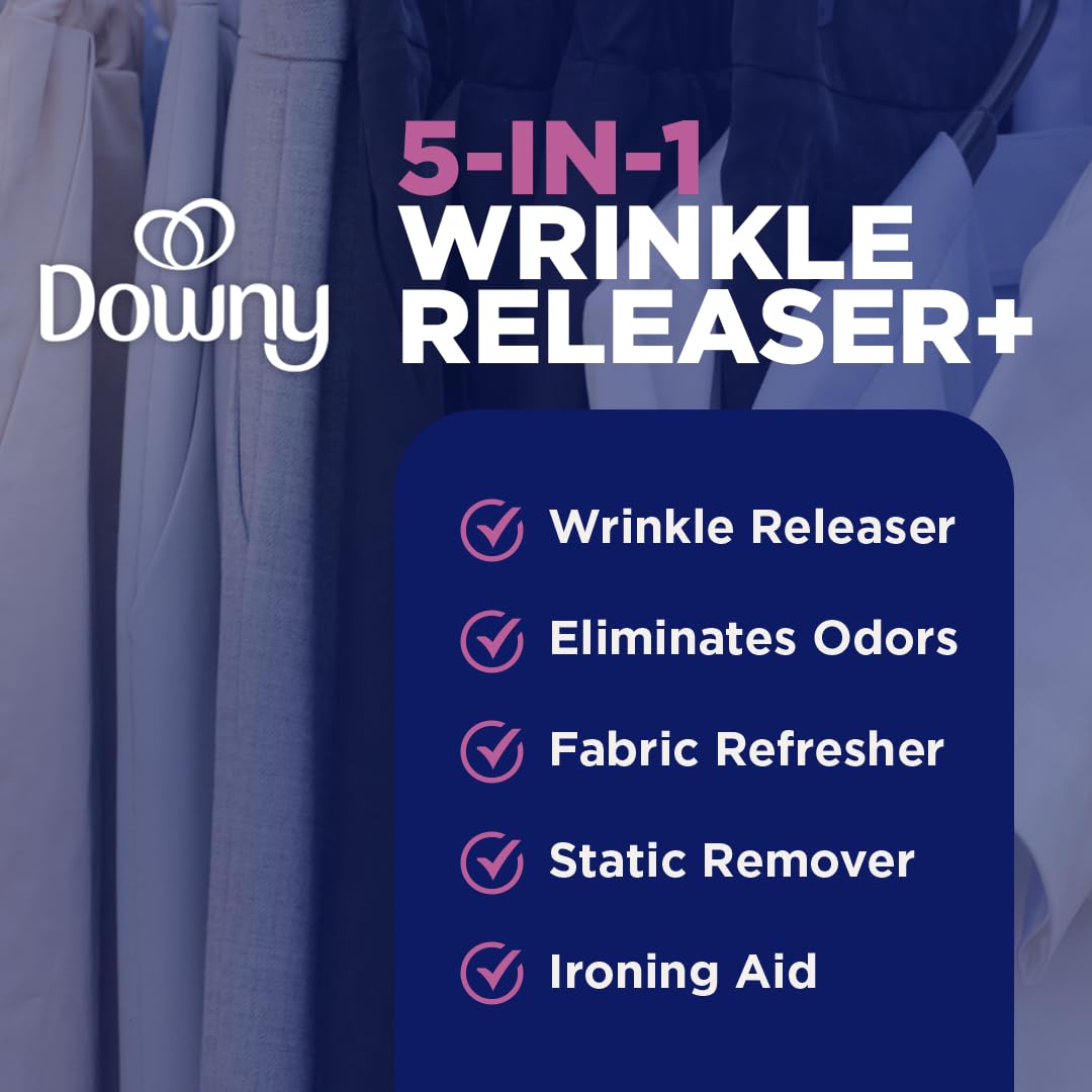 Downy Wrinkle Releaser Spray | All In One Wrinkle Release Spray, Odor Eliminator, Static Remover | Fabric Refresher & Ironing Aid for Clothes | 9.7 Fl Oz (Pack of 2), Fresh Scent
