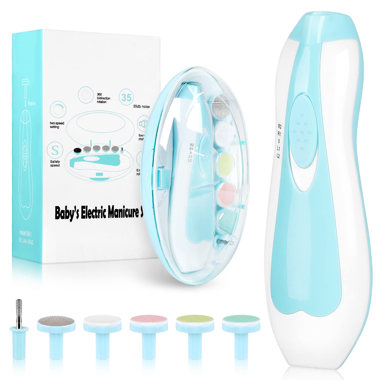 Baby Nail Trimmer Electric,Baby Nail Clippers, 6 in 1 Baby Nail File,Nail File Baby Grooming Kit Manicure Set for Toddler or Adults
