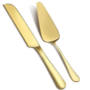 GIEBYIE 2Pcs Wedding Cake Knife and Server Set, Premium Cake Cutter includes 10.63" Cake Knife and 9.25" Pie Server, Stainless Steel Cake cutting set for Wedding, Birthday, Anniversary, Gold