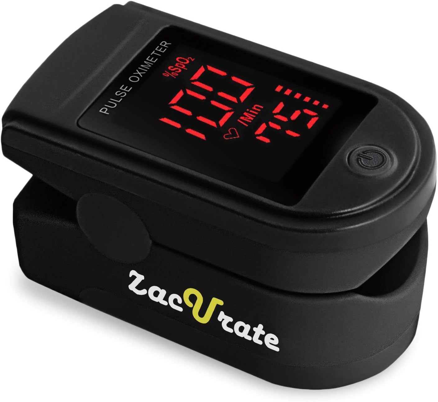 جهاز قياس التأكسج النبضي Zacurate Pro Series 500DL للطرف الإصبعي لمراقبة تشبع الأكسجين في الدم مع غطاء سيليكون وبطاريات وحبل تعليق (أسود ملكي)