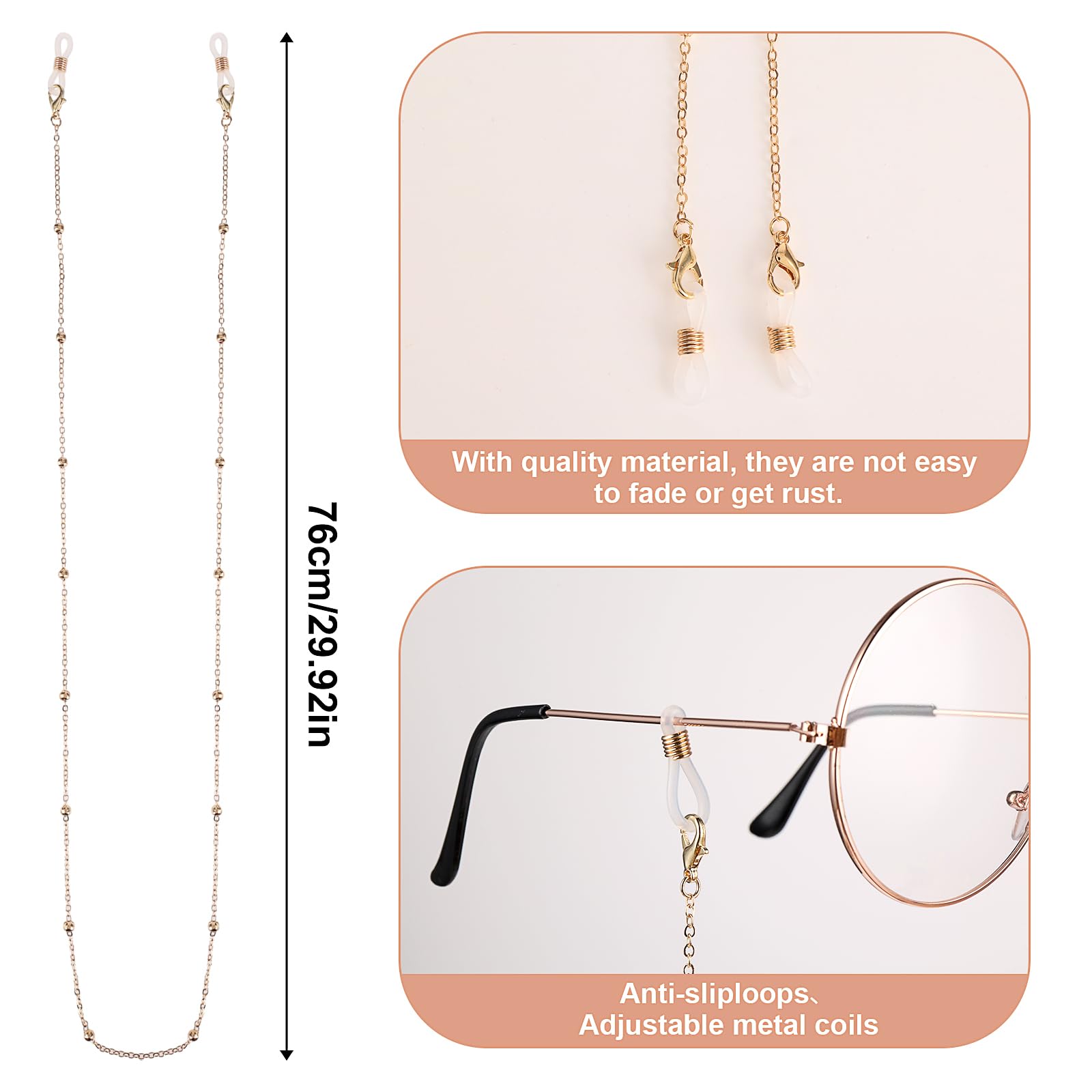 Mabor 5Pcs Eyeglass Holders Around Neck Eyeglass Chain for Women Stylish Beaded Glasses Lanyard for Girls Kids Men Glasses Neck Strap Vintage Reading Glasses Chain with Eyeglass Loop