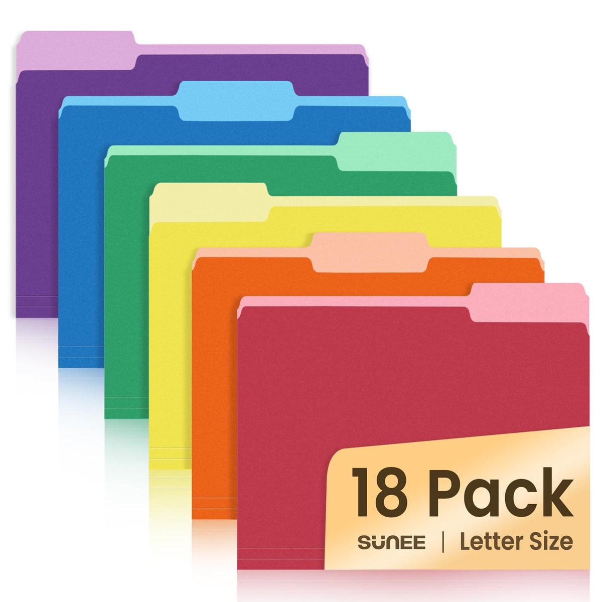 SUNEE File Folders, 18 Pack Manilla Folders 8.5 x 11, Colored Folder Office Organization Home School Folders for Documents Files Paper,6 Assorted Colors