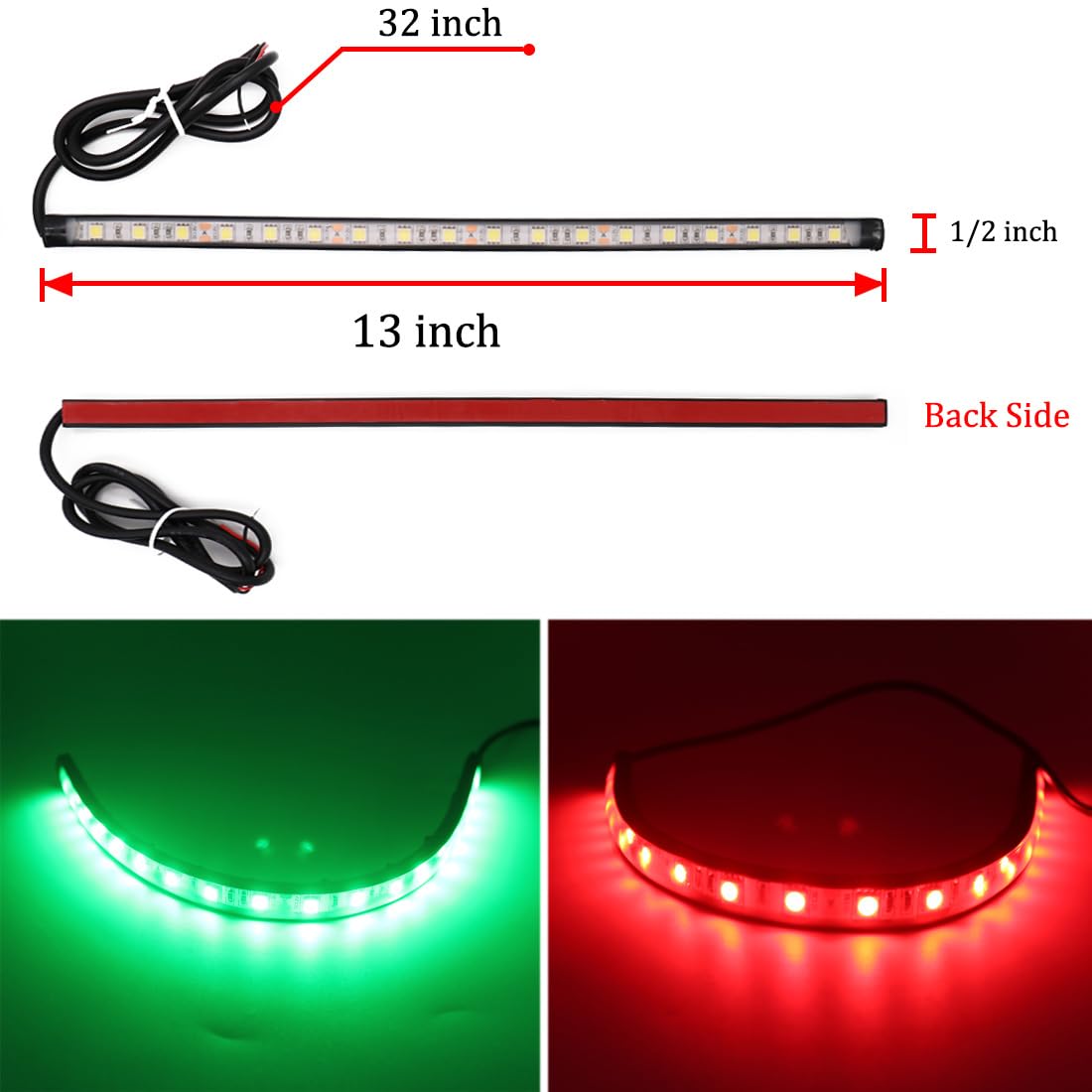 Botepon Navigation Lights for Boats led, Adhesive Install Red and Green Bow and Deck Lights for Night Fishing, IP67 Waterproot for for Pontoon, Bass, Dinghy, Kayak Jon Boat