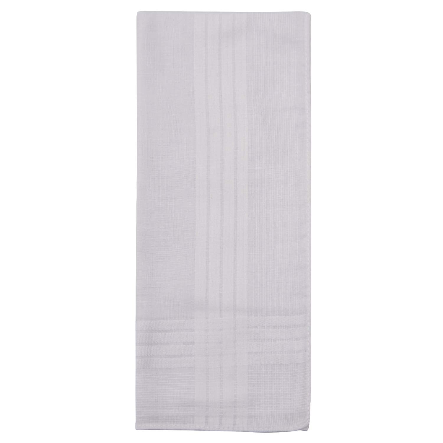 Perry Ellis 12 Pack Handkerchief (Permanent Press White with Satin Cord, 16" x 16")