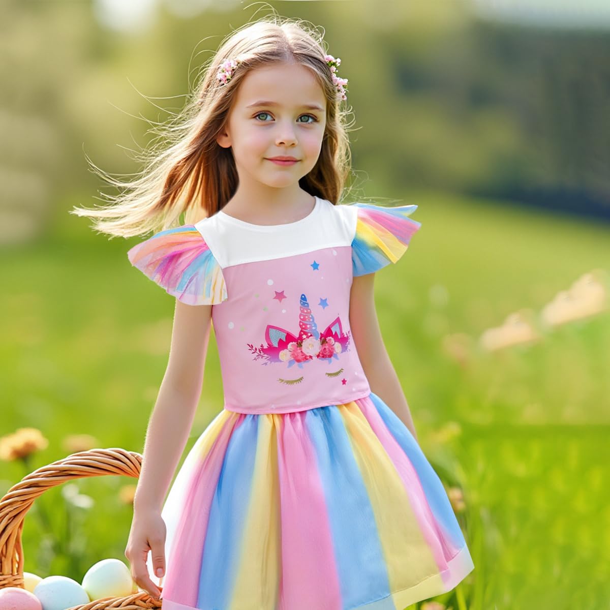 Meland Princess Dress Up for Girls - Dress Up Clothes for Little Girls with Cape, Princess Toys for Girls Age 3,4,5,6 Year Old, Christmas Birthday Gift for Toddler Girls Halloween Role Play
