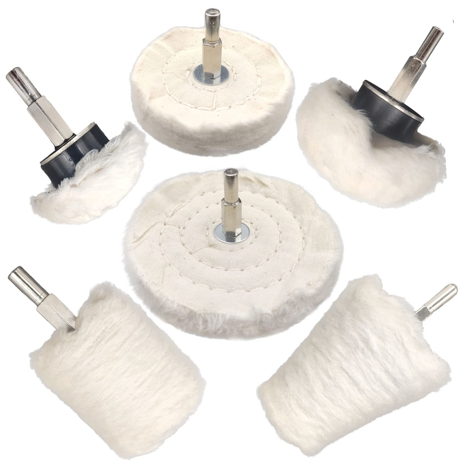 Tworider 6-teiliges Polierscheiben-Set für Bohrmaschine, Polierpad-Kits, scheibenförmiges Polierwerkzeug für Metall, Aluminium, Edelstahl, Chrom, Schmuck, Holz, Kunststoff, Keramik, Glas usw.