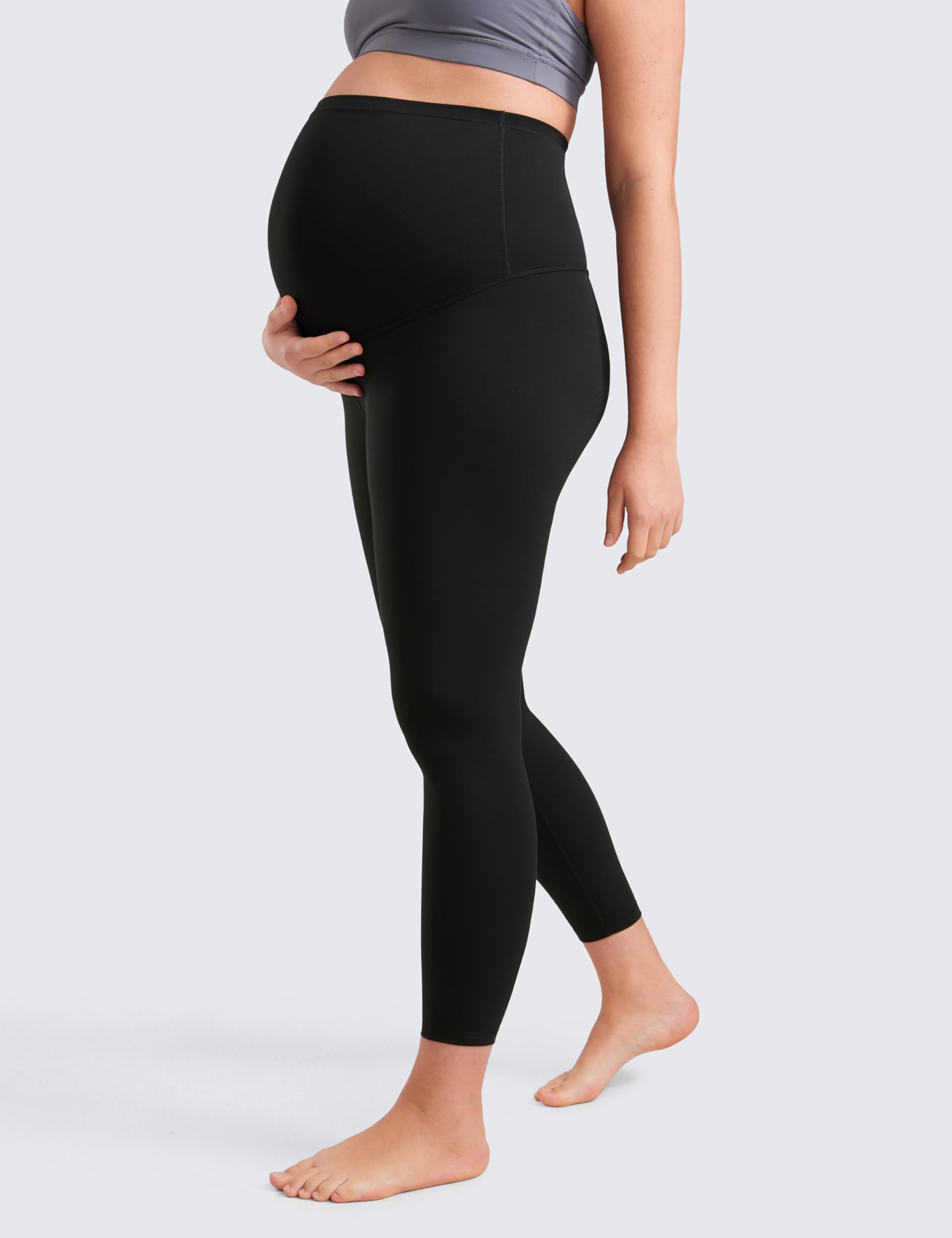 CRZ YOGA Womens Butterluxe Maternity Leggings Over The Belly 25" - Buttery Soft Workout Activewear Yoga Pregnancy Pants Black Medium