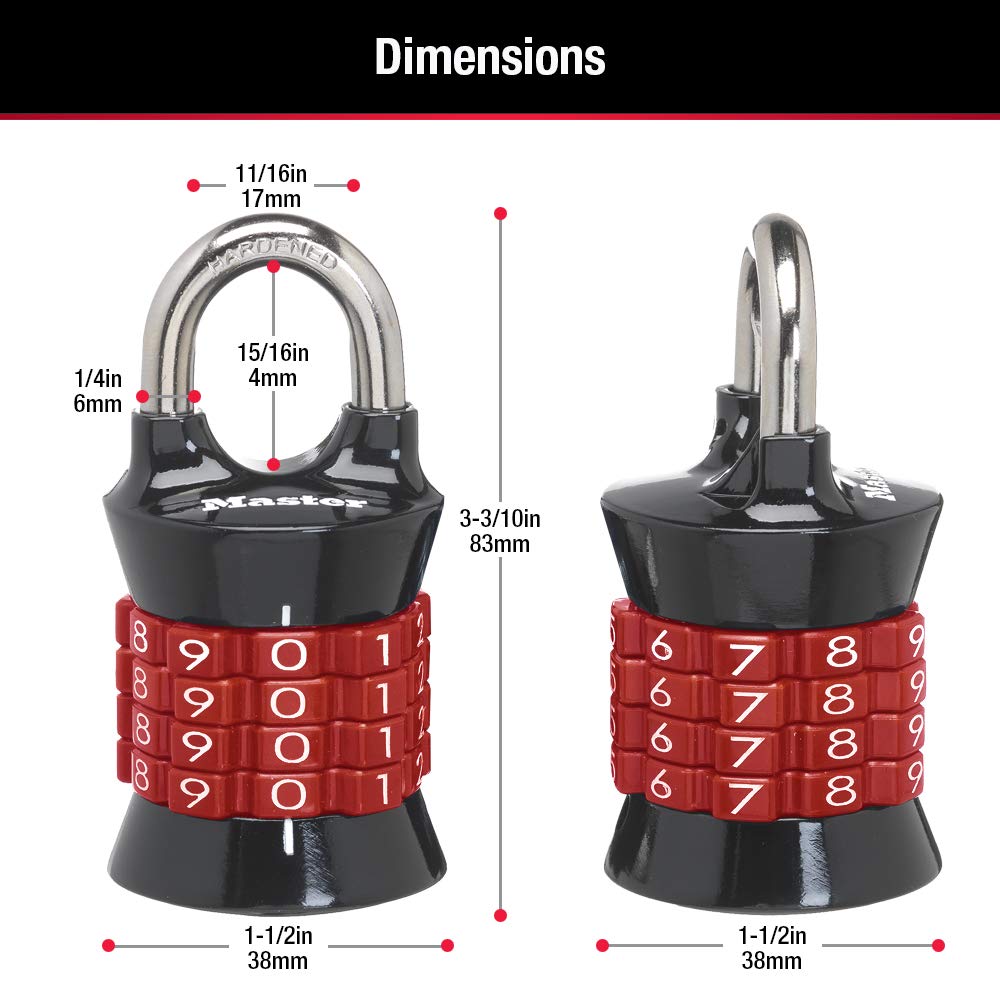 Master Lock Word Combination Lock, Set Your Own Combination Lock for Gym and School Lockers, Indoor Combo Padlock, Colors May Vary, 1535D