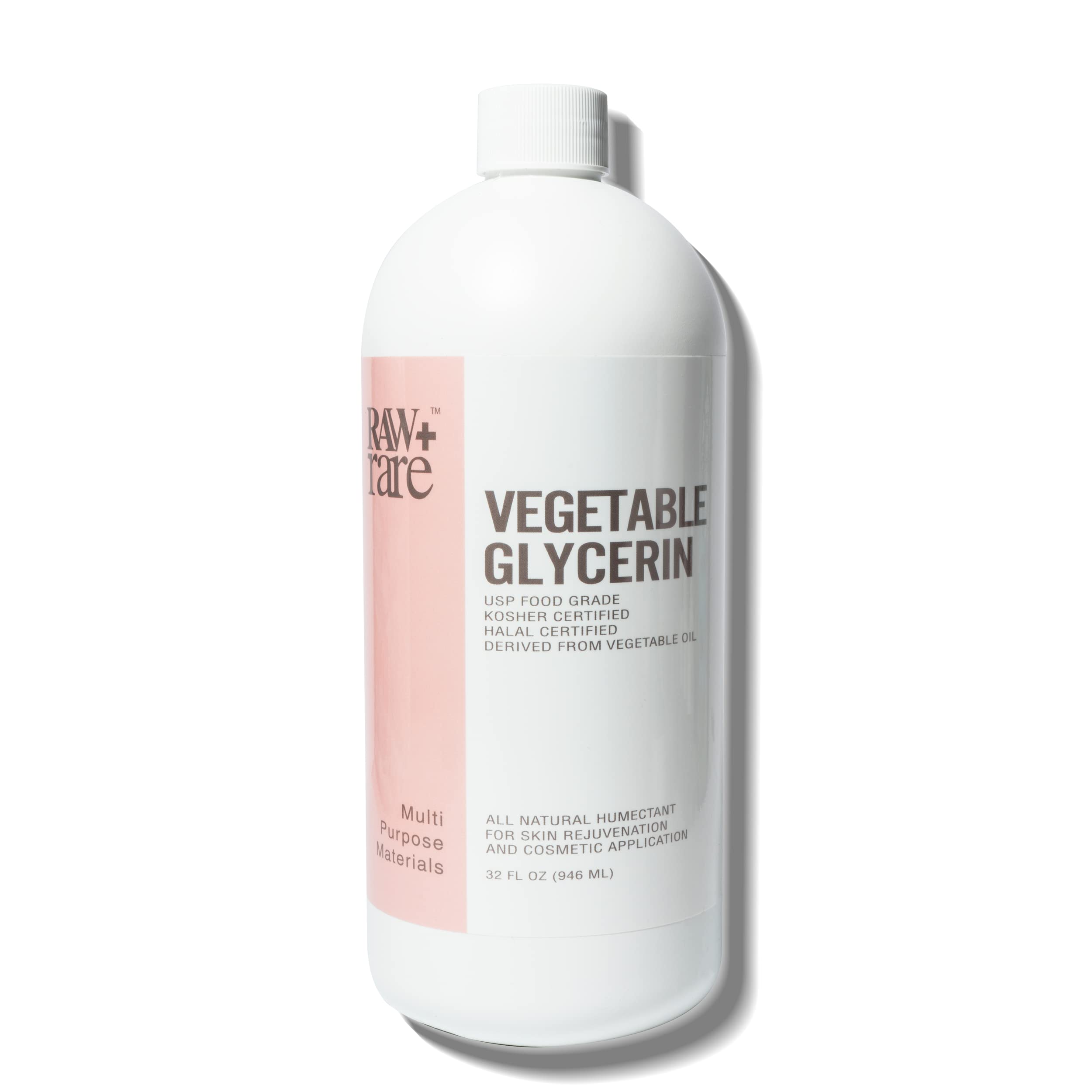 Vegetable Glycerin/Glycerine Quart (32 fl. oz.), Natural Pure USP Food Grade/Cosmetic Grade, for Skin, Hair, Crafts, Soap Base Oil - Kosher, Halal and Pharmaceutical for by Raw Plus Rare