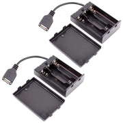 TEAYIR (Pack of 2) 3 AA Battery Holder, 3 AA Battery Case Box Holder 4.5-5V with Cover and On/Off Switch, with USB Cable