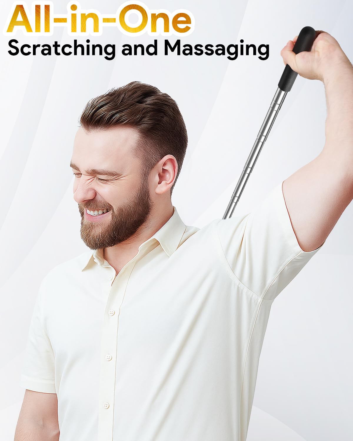 TUKUOS Telescoping Back Scratcher with 4Pcs Detachable Scratching Heads, Fathers Day Dad Gifts for Men Back Scratcher for Men/Dad/Women