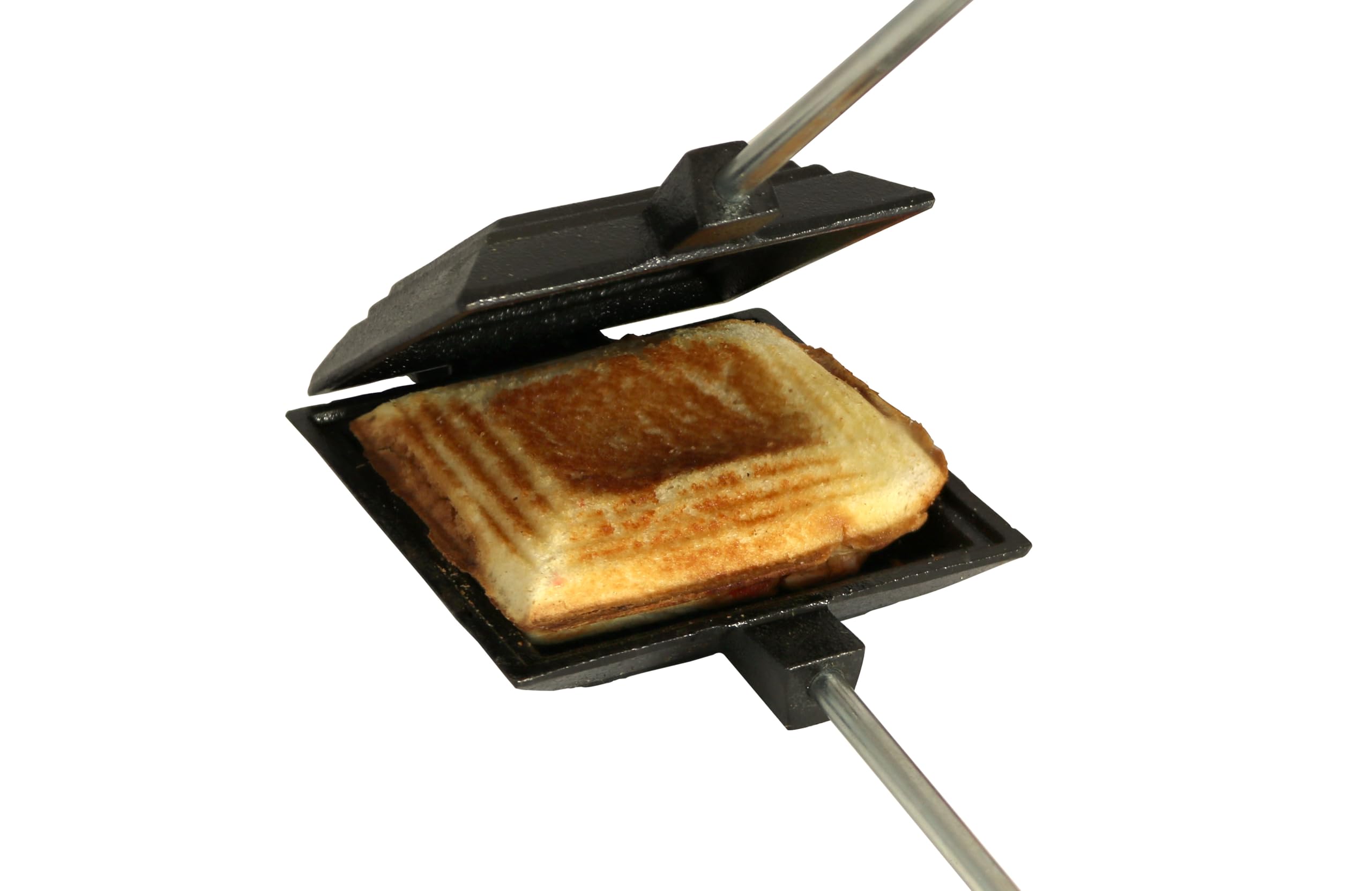 Coghlan's Gusseisen-Lagerkocher – Voreingebrannte Sandwicheisen-Toastzange mit hitzebeständigen, abnehmbaren Griffen, leicht zu reinigen für Toast-Pies, gegrillte Sandwiches und Fleisch, zum Kochen über dem Lagerfeuer