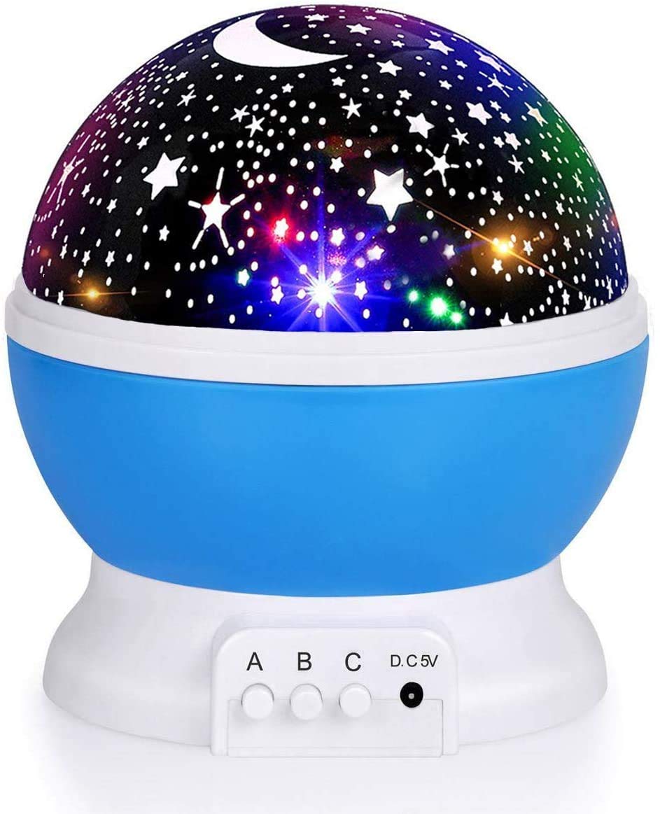 RICTLY Night Light for Kids, Kids Night Light Nebula 360 Degree Rotation - 4 LED Bulbs 12 Light Color Star Projector Changing with USB Cable, Romantic Gifts for Men Women Children