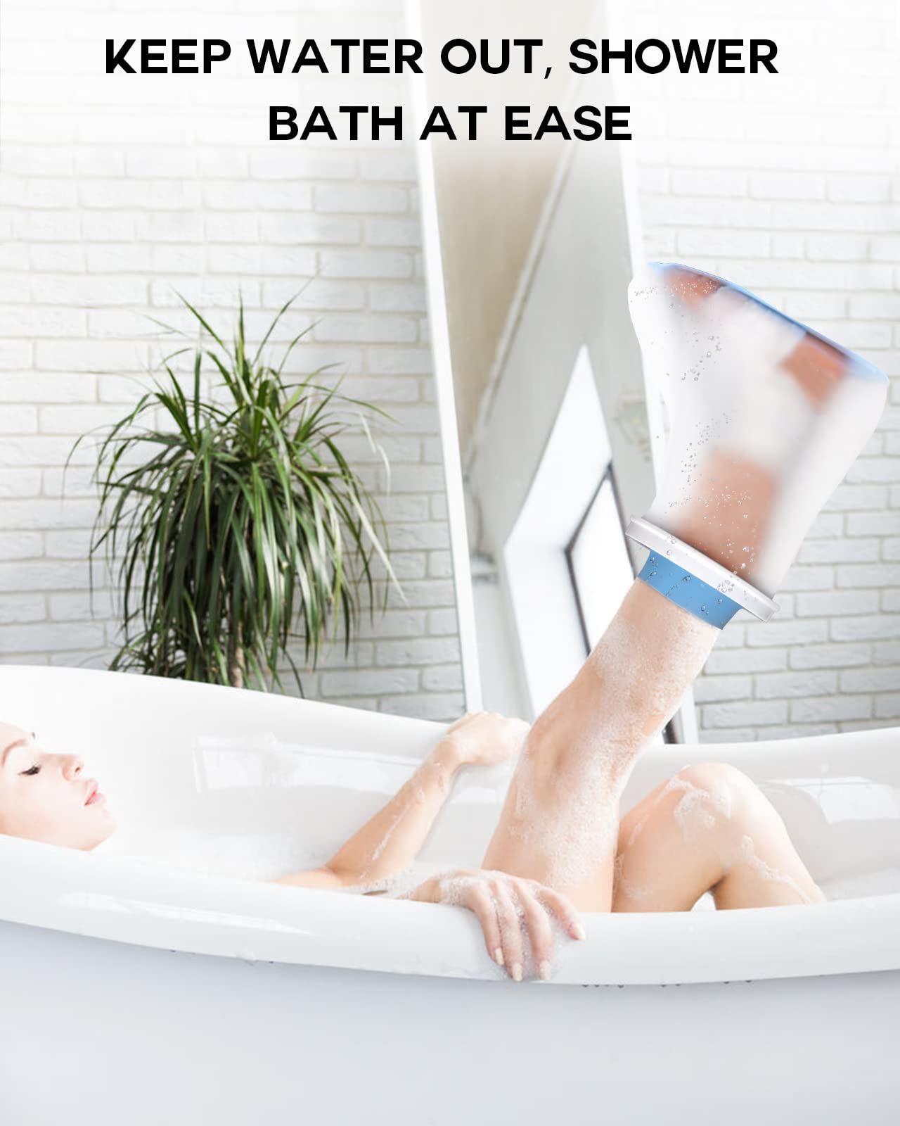 DNEOUXI Waterproof Foot Cover for Shower Adult, Foot Cast Covers with Non-Slip Padding Bottom, Watertight Ankle Foot Cast Protector for Surgery Bandage Dressing Wound, Reusable